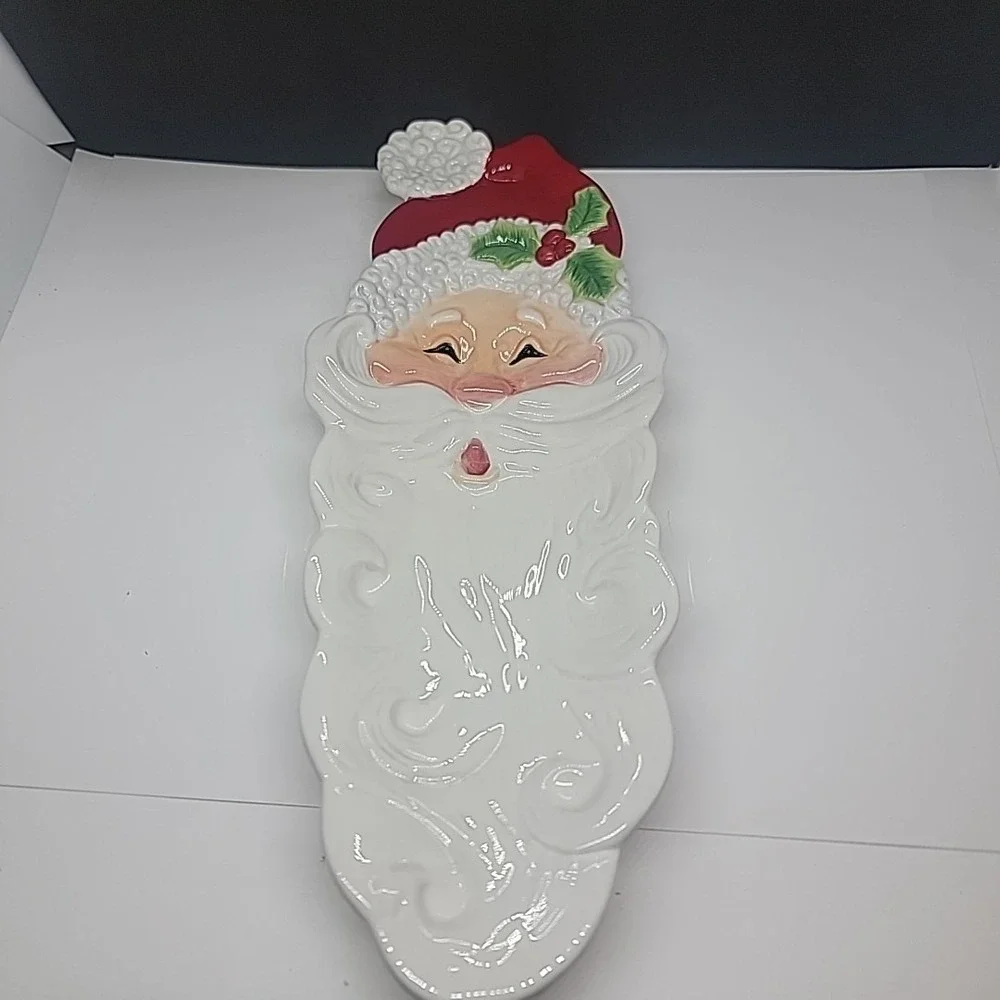 FITZ & FLOYD Santa Claus Snack Therapy 13" Christmas Cookie Serving Tray Decor - Picture 2 of 9